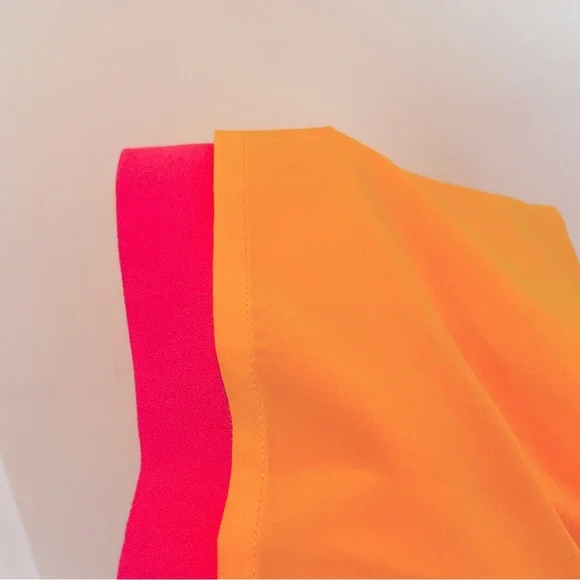 Anthropologie Neon Pink w/ Yellow Embroidery Trim pencil skirt - 6 - Picture 3 of 5